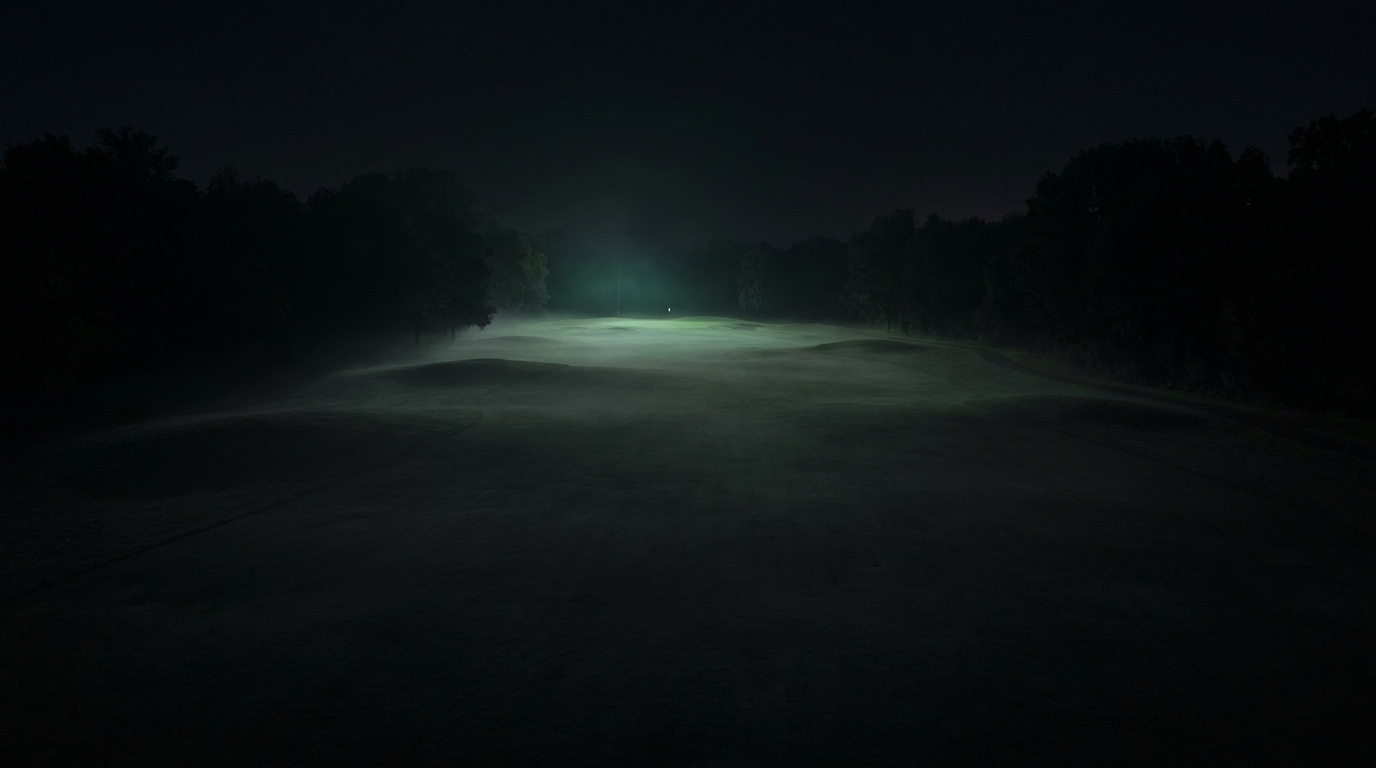 Night-lit golf course fairway — fable hero backdrop